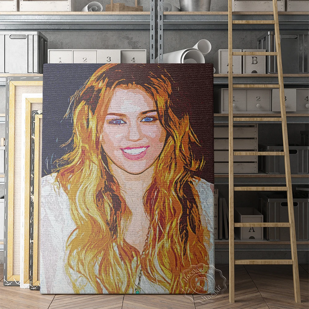 

Miley Cyrus American Singer Poster, Music Star Wall Art, Long Hair Goddess Actor Portrait Picture, Cyrus Fans Collect Prints Art