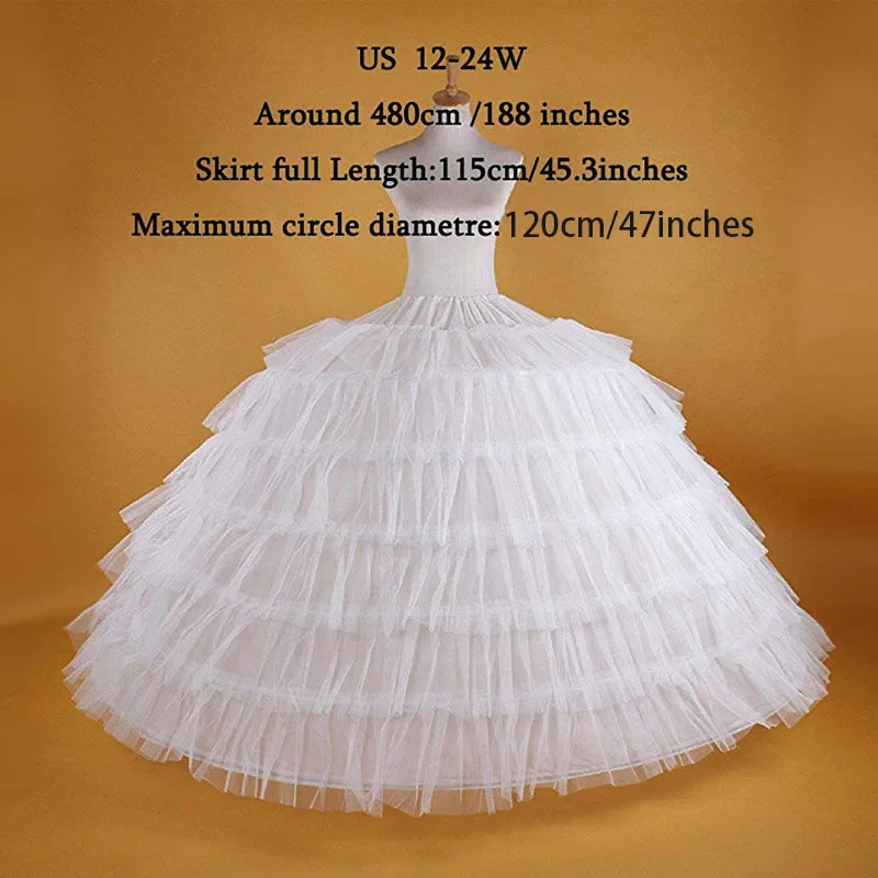 White Petticoats for Wedding Dress 6 Hoops Layers Tulle Adjustable Ball Gown Prom Crinolina Vestido De Novia | Свадьбы и торжества