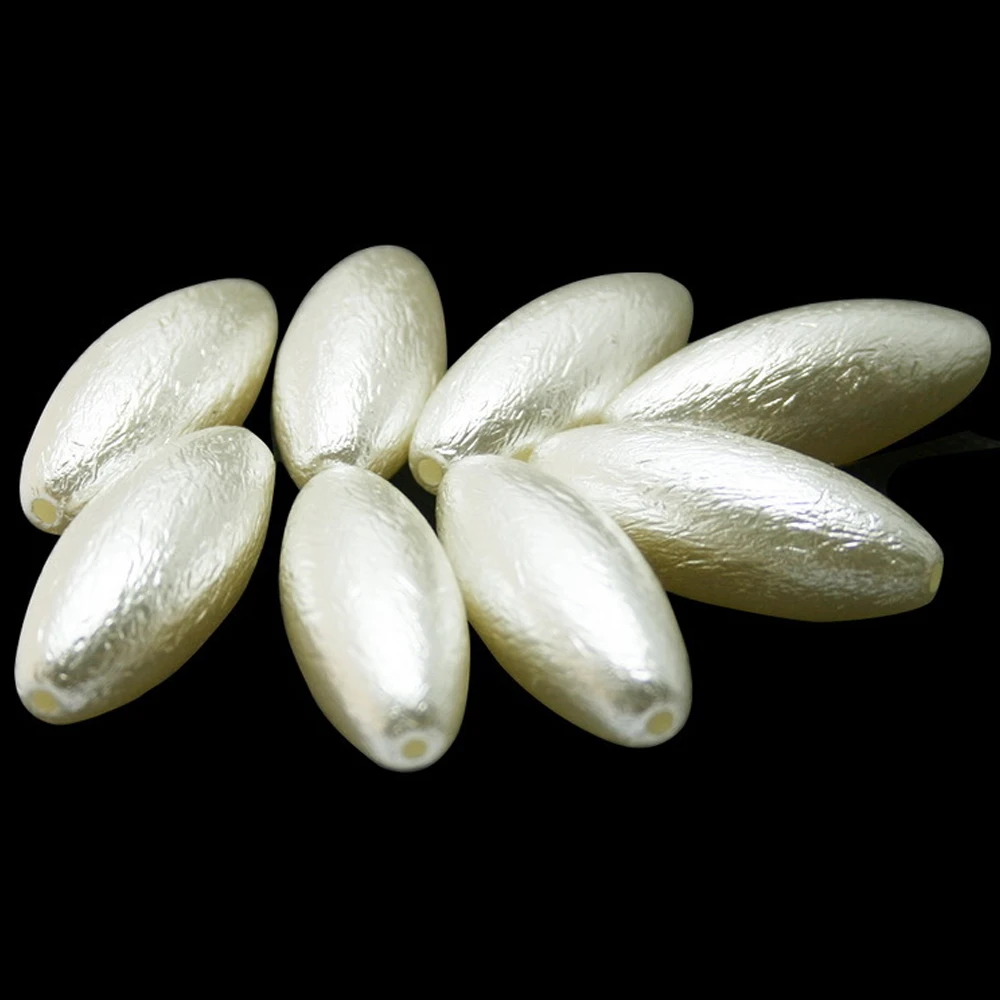 Разноцветные бусины овальной формы из АБС-пластика белые с имитацией жемчуга