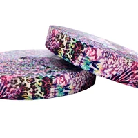 colorful leopard print fold over elastic foe ribbon headwear party gift packaging sewing home decoration accessories 10y 58
