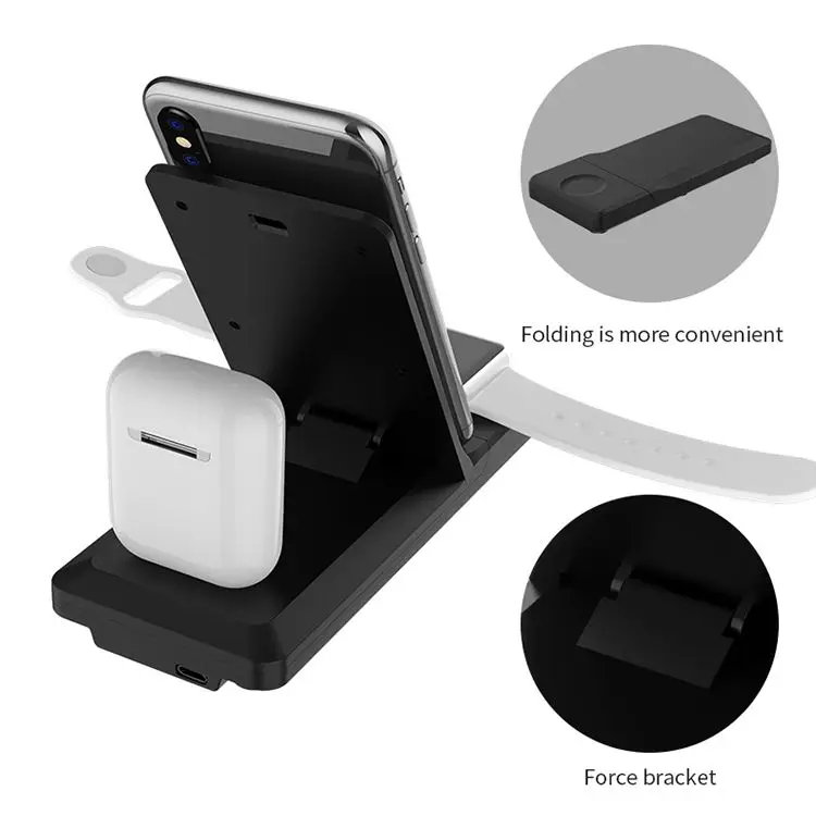 Base de carga inal&aacute;mbrica 3 en 1, 15W, para iPhone 13, 12, 11 Pro Max, Airpods, iWatch, Samsung S21, S20, soporte de cargador r&aacute;pido ultramagn&eacute;tico-2