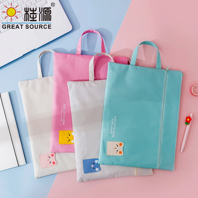 File Bag Zipper Bag A4 Book Portable Handle Bag Colorful Oxford Fabric School Stationery Products 33.5*25.5cm(20PCS)