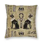Квадратная подушка Bastet, чехол для домашнего декора, египетские коты и Анкх, подушки-кресты, подушка для дивана с двусторонним принтом