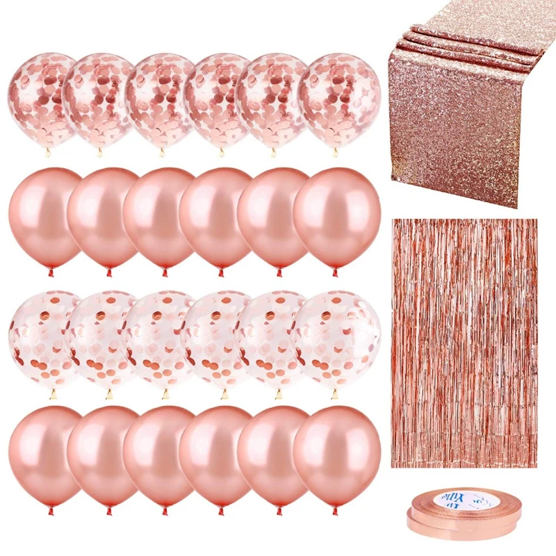 

10pcs Mix Rose Gold Balloon Confetti Ballon Foil Heart Birthday Party Wedding Balloon Decoration Gift Baby Shower Bridal Shower