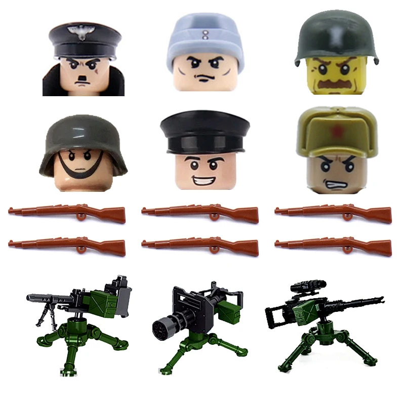 Конструктор военные фигурки WW2 миниатюрные армейские солдаты оружие шлем