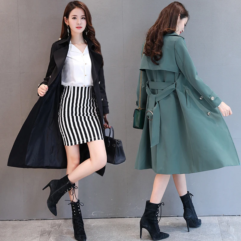 

Ветровка размера плюс M- 5XL, женская весенне-осенняя новая повседневная шикарная свободная женская длинная верхняя одежда, тренчкот, женское...