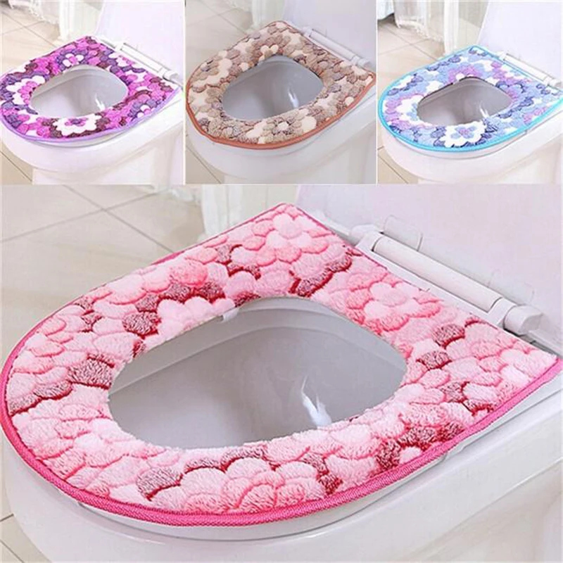 

Bathroom Zipper Type Warmer Toilet Closestool Washable Soft Seat Lid Cover Mat Pad