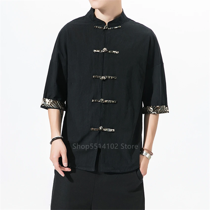 Мужские ретро топы в китайском стиле традиционная одежда костюм Тан