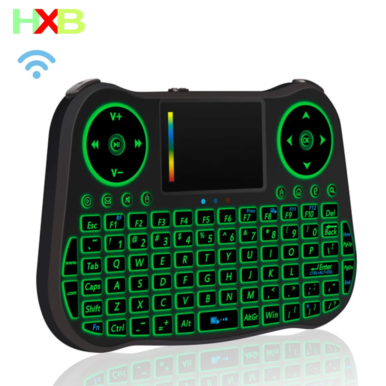 HXB беспроводная клавиатура светящиеся клавиатуры сенсорная мини 7 цветов