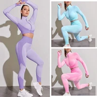 yoga set women seamless fitness clothing yoga sport long sleeves tops gym clothing sportswear set female workout leggings