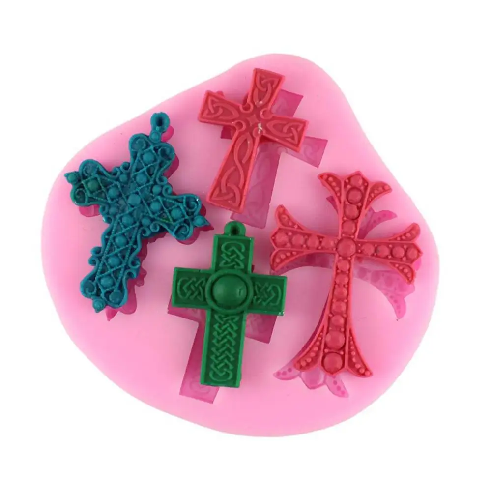 Форма для торта с помадкой формы Иисус крест жидкого геля кремнезема пресс