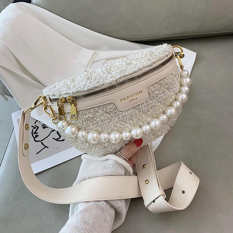 

Pearl Designer MINI Woolen Cloth Crossbody Bags For Women 2021 Winter Shoulder Handbags Female Travel Branded Trending Hand Bag