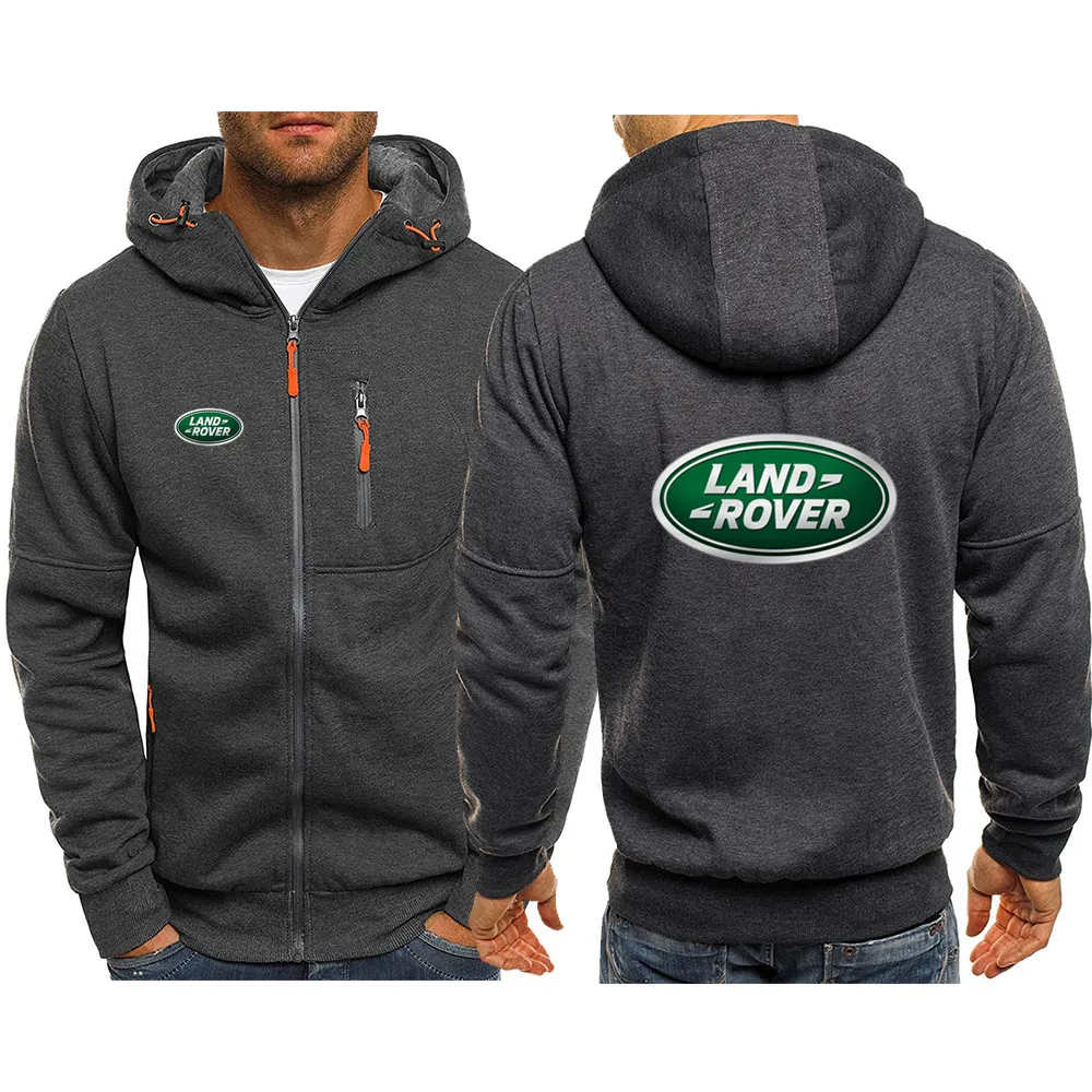 

Spring and autumn new men's casual fashion Land Rover printed hoodie fleece hip-hop zipper hooded sweater top AF16