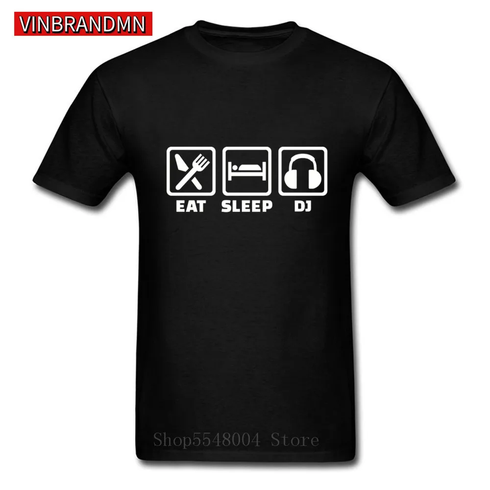 Eat Sleep DJ T-Shirt Men Funny Disco Fashion Party Tshirt Heavy Metal Music CD Vinyl Record T Shirt Christmas Tee Hiphop Apparel