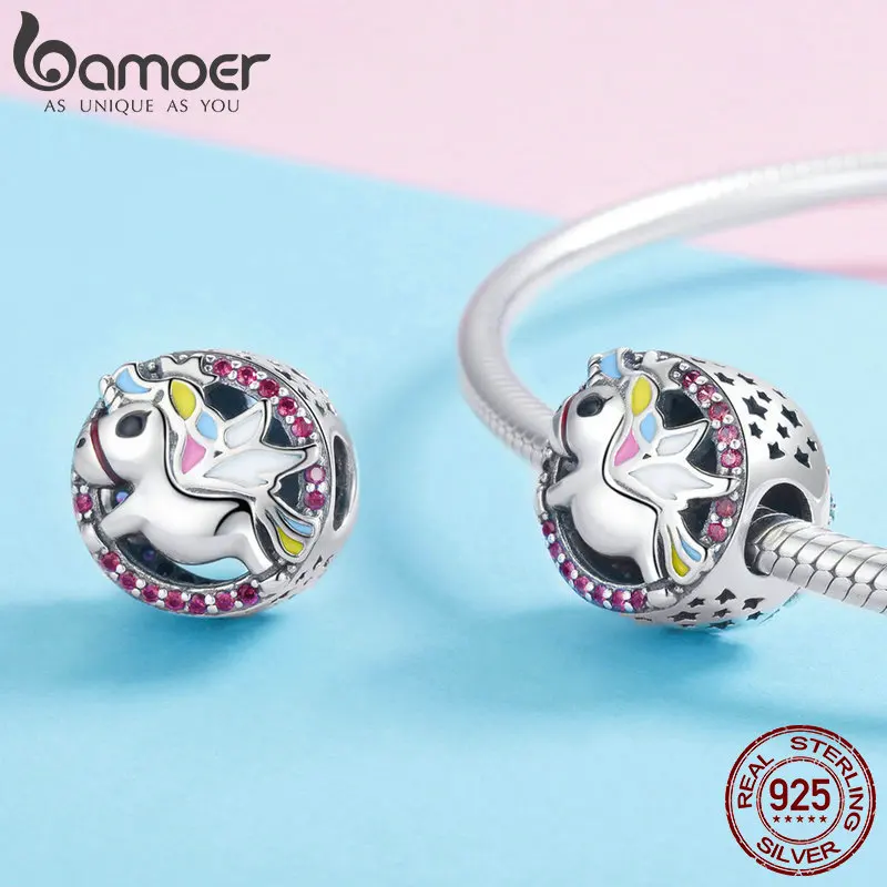 BAMOER Аутентичные 925 пробы серебряные очаровательные цветные эмалированные бусины подходят к оригинальному браслету для женщин DIY Ювелирные изделия SCC362