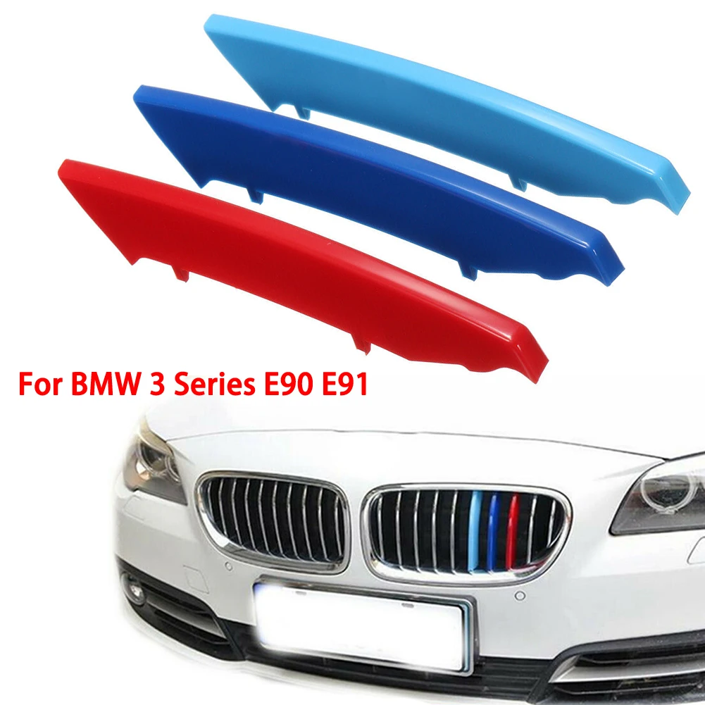 

3 Color M-Sport Kidney Grille Cover Stripe Clip Decal For BMW 3 Series E90 E91