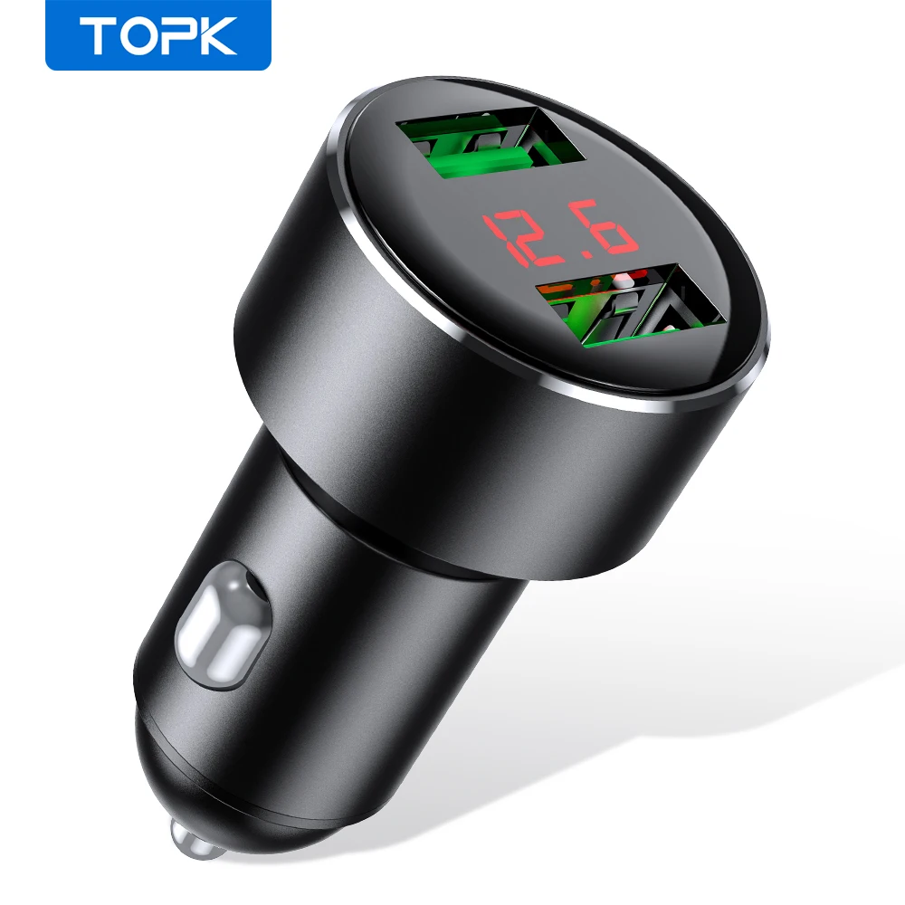 Автомобильное зарядное устройство TOPK G209 с двумя USB-портами 3 1 А 5 В | Мобильные
