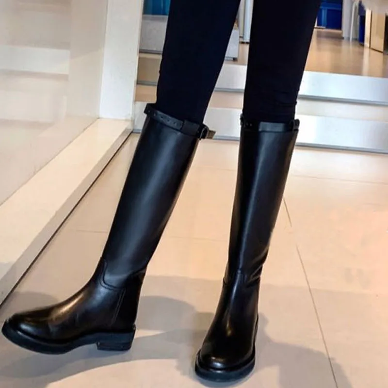 

Зимние сапоги из натуральной кожи, женские сапоги до колена с ремешком на застежке-молнии сзади, дизайнерские сапоги для женщин, роскошный б...