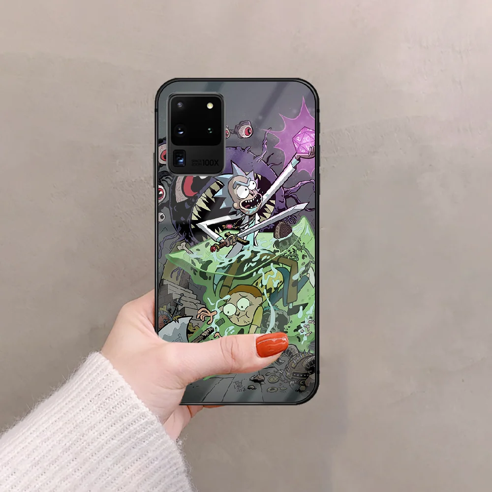 

Funny Mortys Cartoon Ricks Phone Tempered Glass Case Cover For Samsung Galaxy S Note 8 9 10 20 21 FE E Plus Uitra 3D Silicone