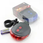 Задний фонасветильник велосипедный, водонепроницаемый, 5 светодиодный Дов + 2 лазера, 7 режимов мигания