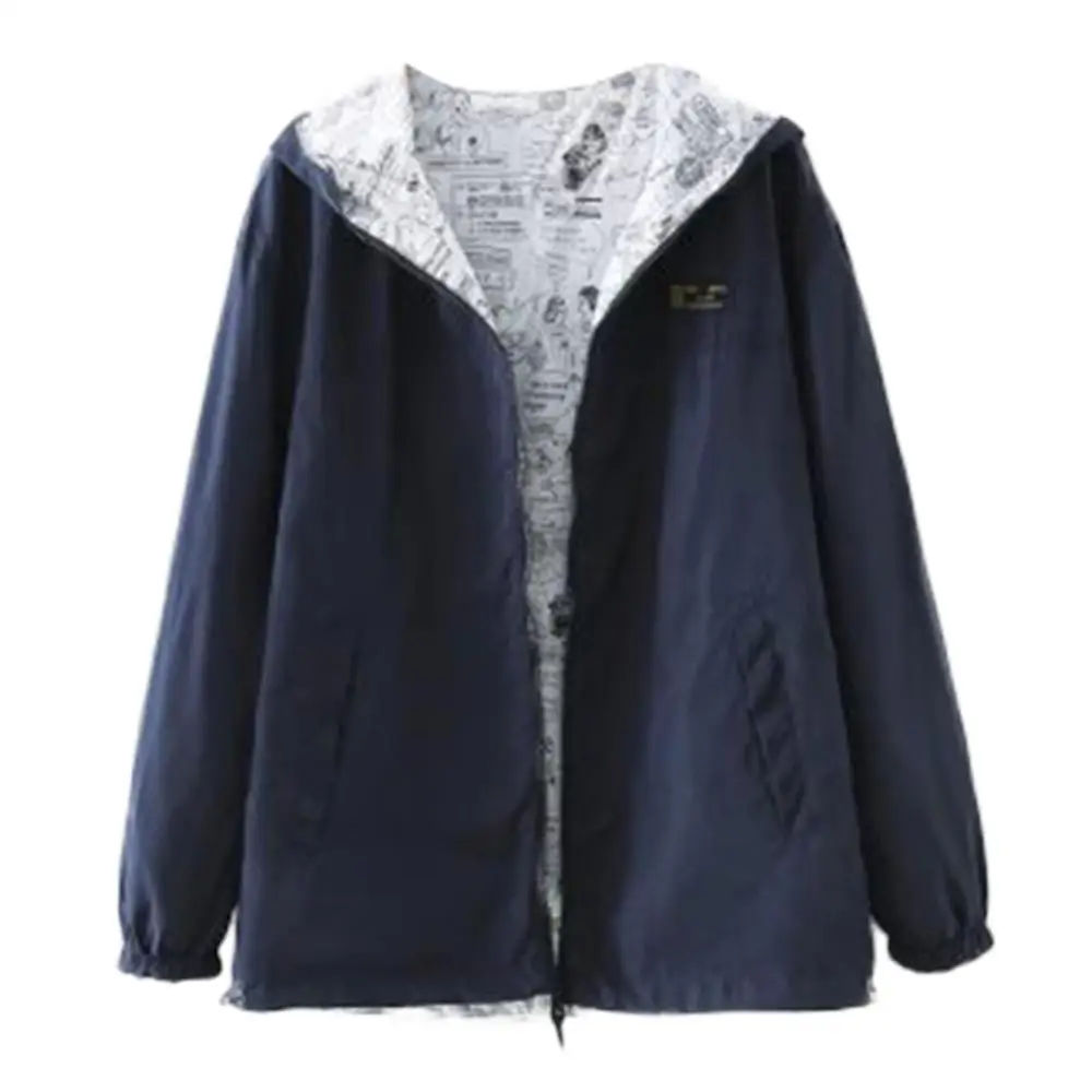 Женская куртка повседневная однотонная одежда с принтом длинный рукав капюшоном