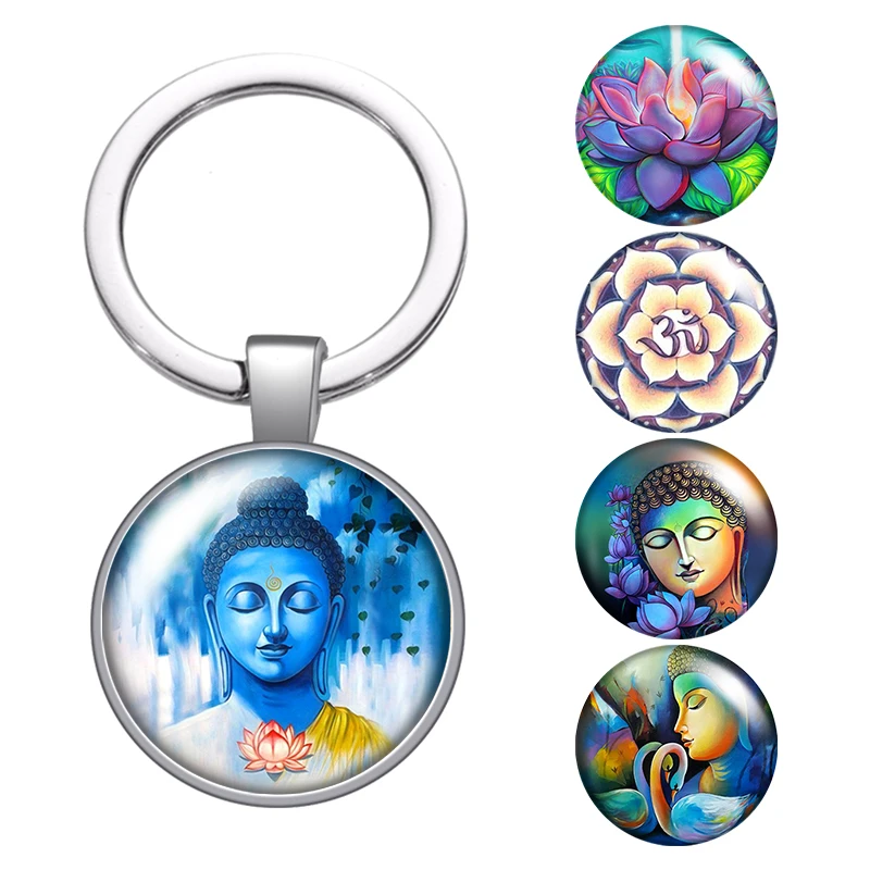 Буддизм Будда йога символ кабошоны разрисованные изделия из стекла для цепочек