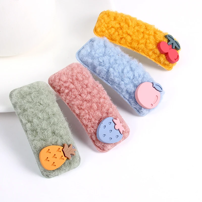 

5Pcs/Set Fruit Hair Clips For Women Girls Kids New Fur Hairpins Fashion Children Clips Headwear Sweet Lovely Hair Accessories