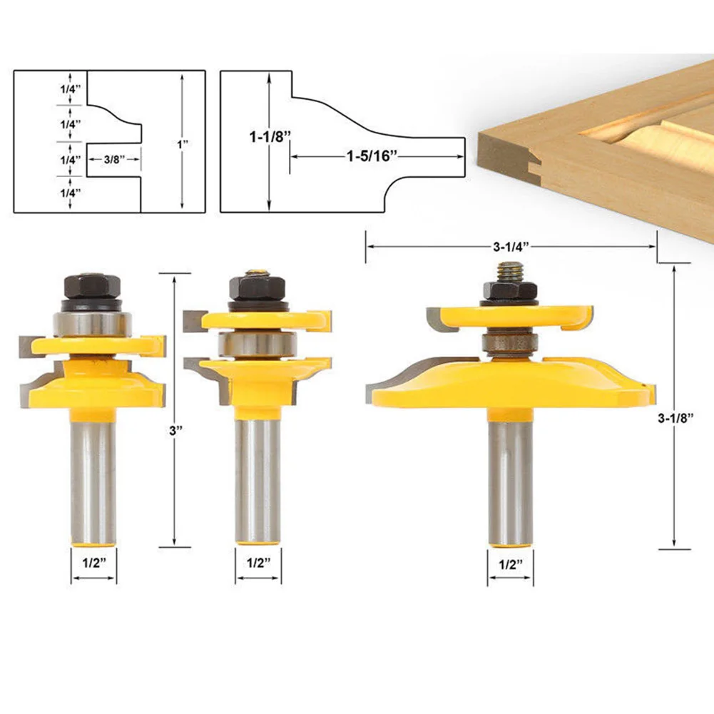 

DIY Router Bit 20*11*6cm 3pcs/set S shaped 3 Bit Cabinet Milling cutter