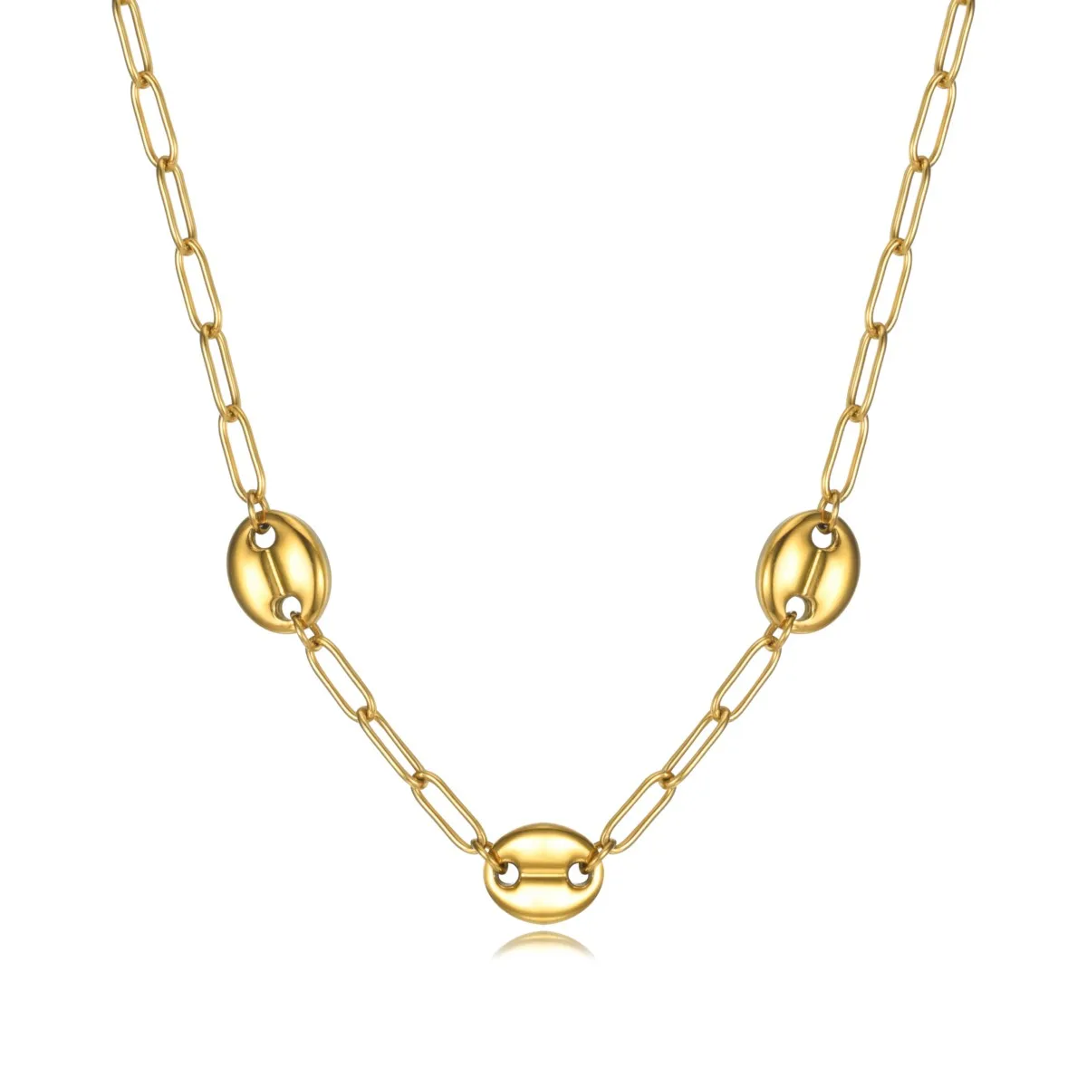 

Ожерелье из нержавеющей стали золотистого цвета в европейском и американском стиле