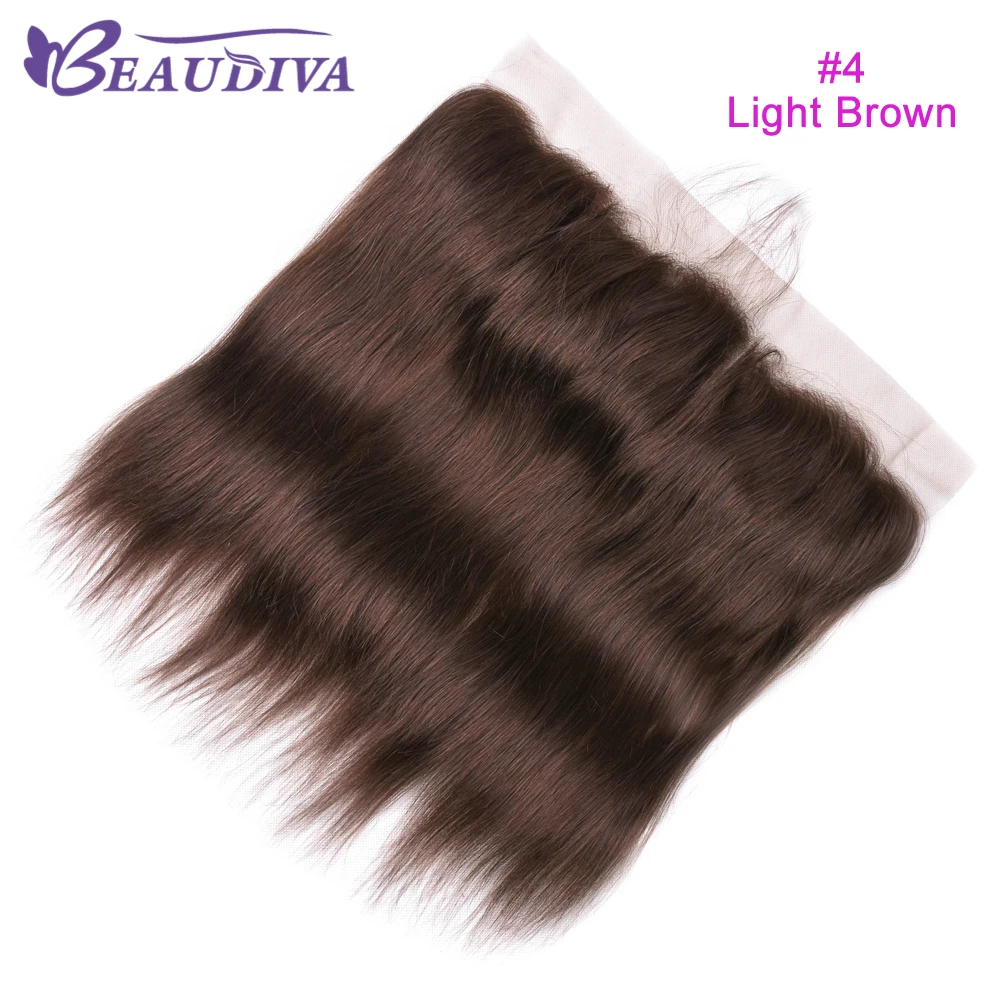 Beaudiva ухо до уха Кружева Фронтальная Закрытие 13X4 часть с 3 шт.#4 цвет бразильские прямые волосы remy пряди