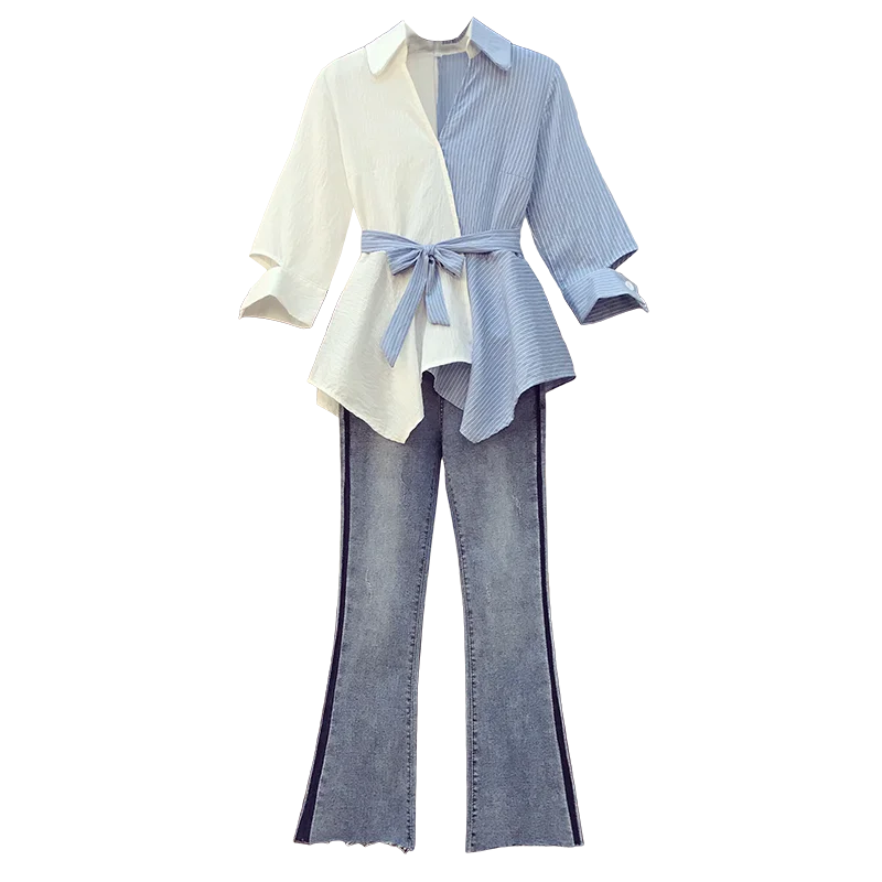 Женский костюм двойка в полоску с длинным рукавом|Спортивные костюмы| |