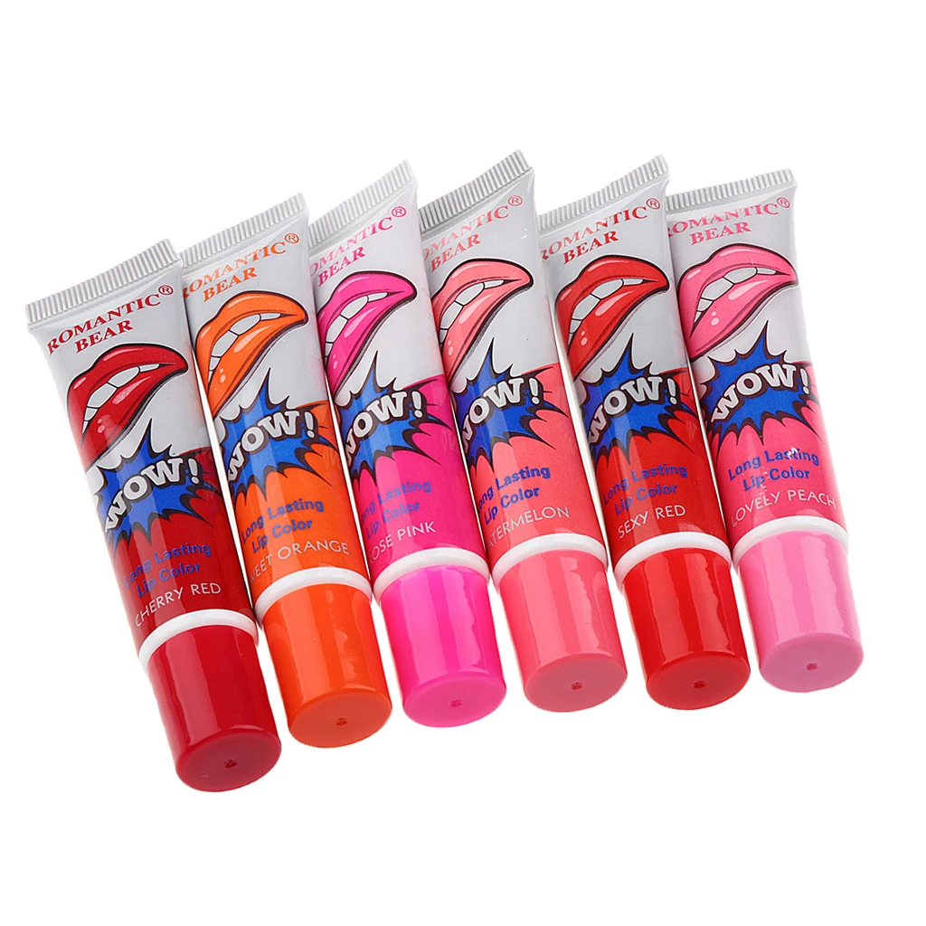 Набор из 6 шт. Для женщин девочек Водонепроницаемый блеск для губ татуировки
