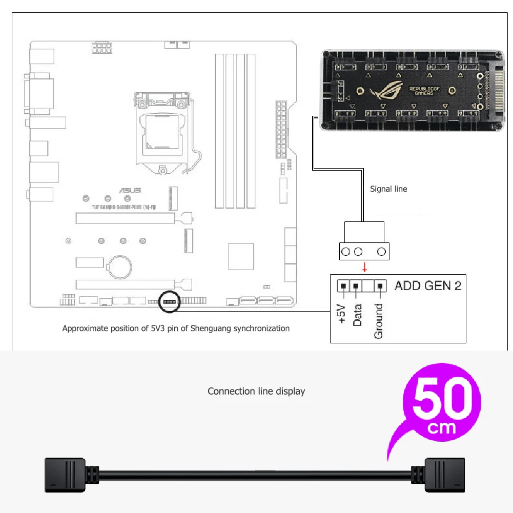 

RGB 10 Ports Fan HUB PC Computer Desktop 5V 3PIN ARGB Extension Splitter SATA Power Adapter for Gigabyte MSI ASUS