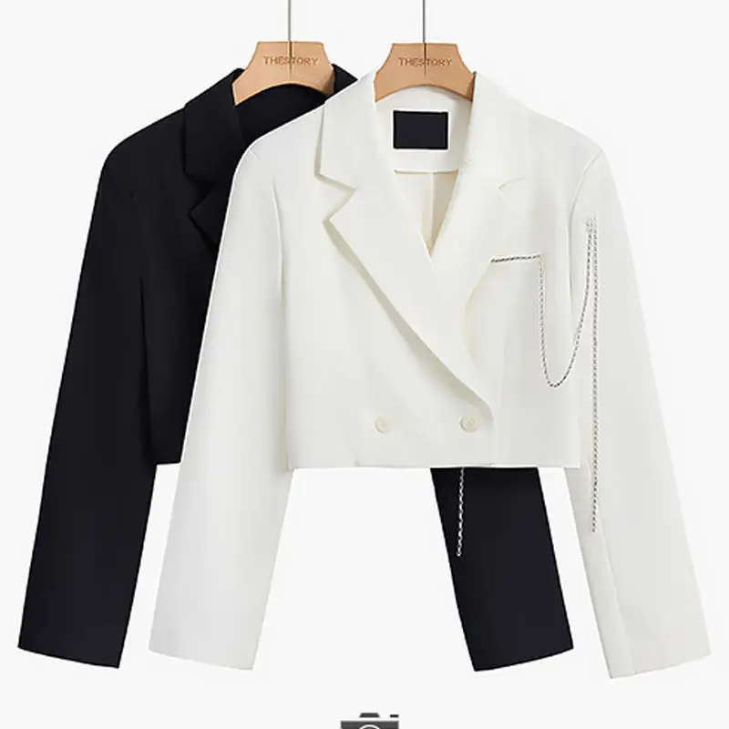 

Short small suit jacket women spring autumn new Korean slim black temperament suit jacket female design sense