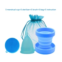 5 sets wholesale medical silicone menstrual cup foldable silicone cup for clean menstrual period cup lady menstrual collector