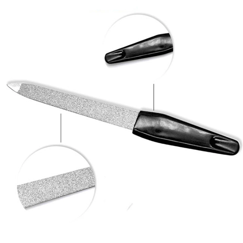 1 шт. модные черные ручки двухсторонний Металл пилки для ногтей сильные края