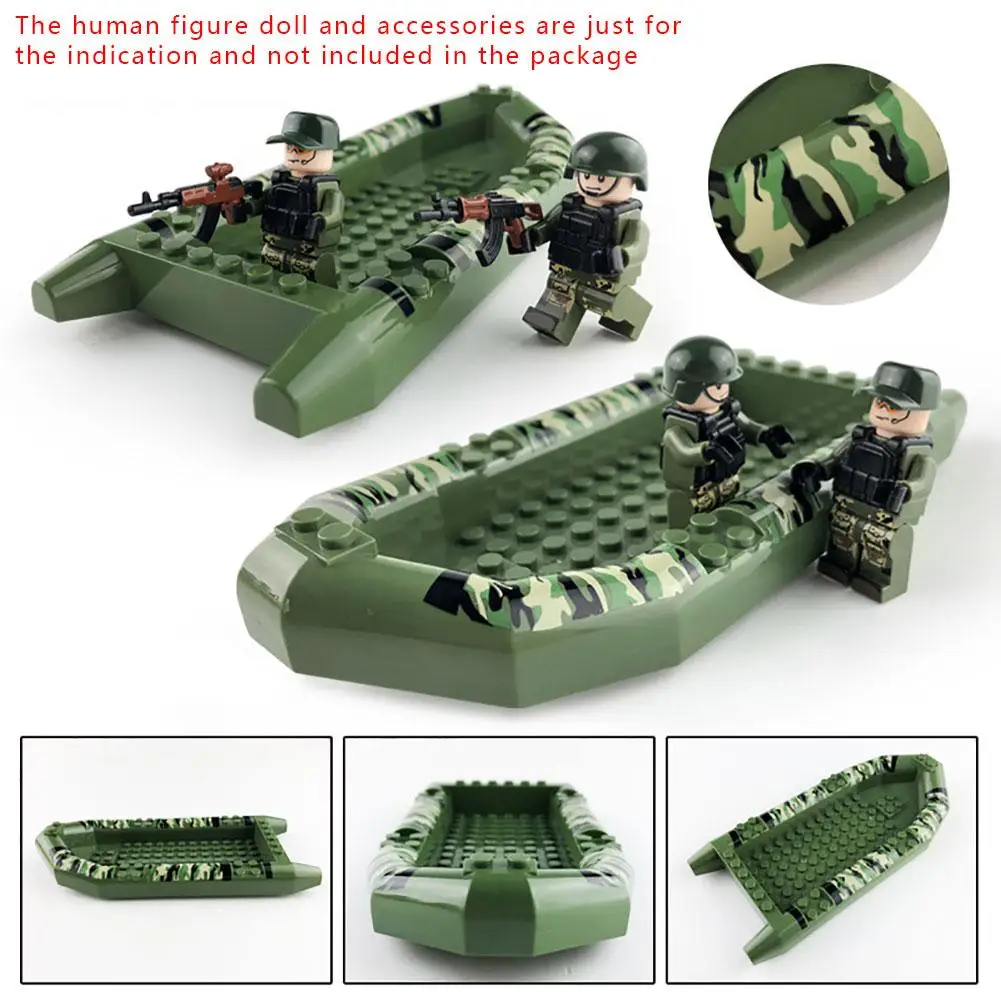 

Soldiers Camouflage Inflatable Boat Army Military War SWAT Building Blocks Navy White Rubber Dinghy For Children Toys
