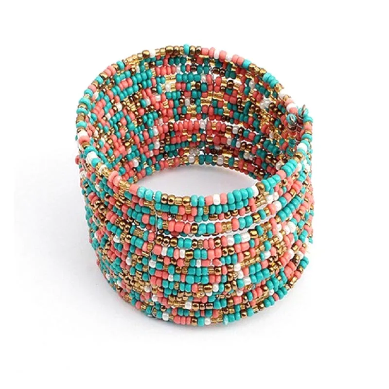 

D&D New Brazil Mexican Rice Bead Bracelet Multi-layer Color Women Bangle Fashion Jewellery