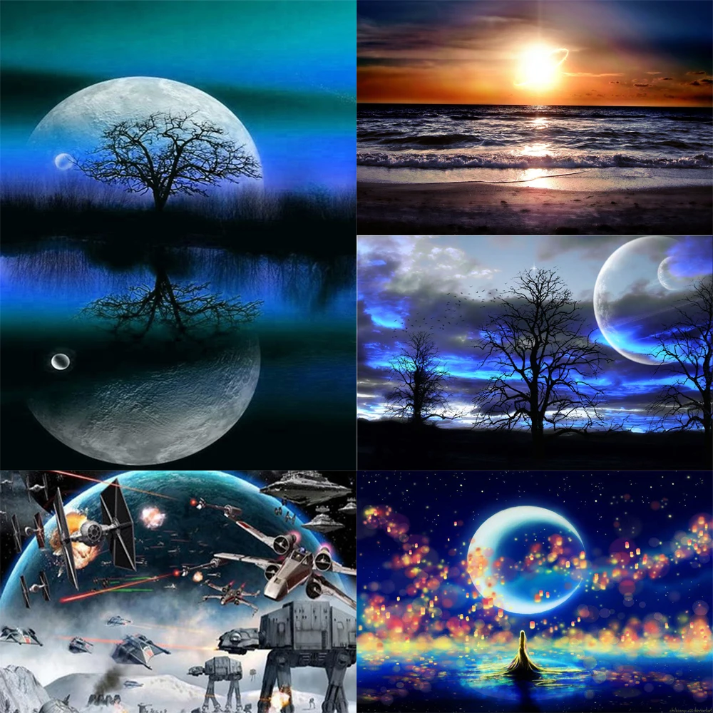 

3D DIY Искусство алмазная живопись яркая луна шаблон Алмазная мозаика полная Алмазная вышивка Декор для комнаты