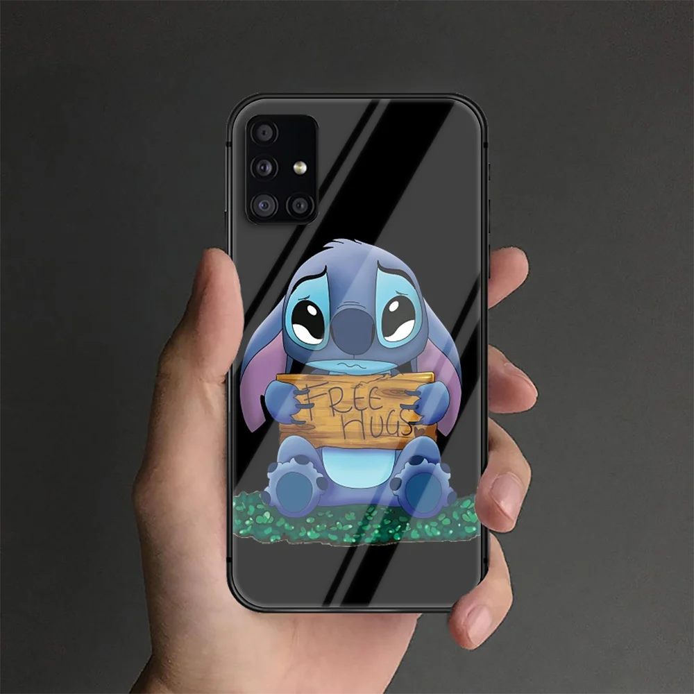 

Cartoon Stich Phone Tempered Glass Case Cover For Samsung Galaxy A M 10 12 20 20E 21 21S 30 30S 31 40 50 51 70 71 Back Etui