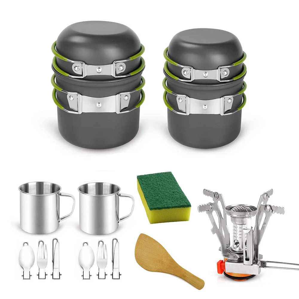 

16pcs Camping Cookware Set Lightweight Pan Mini Stove Cup Fork Cutter Spoon Kits for Outdoor Camping Picnic Equipment