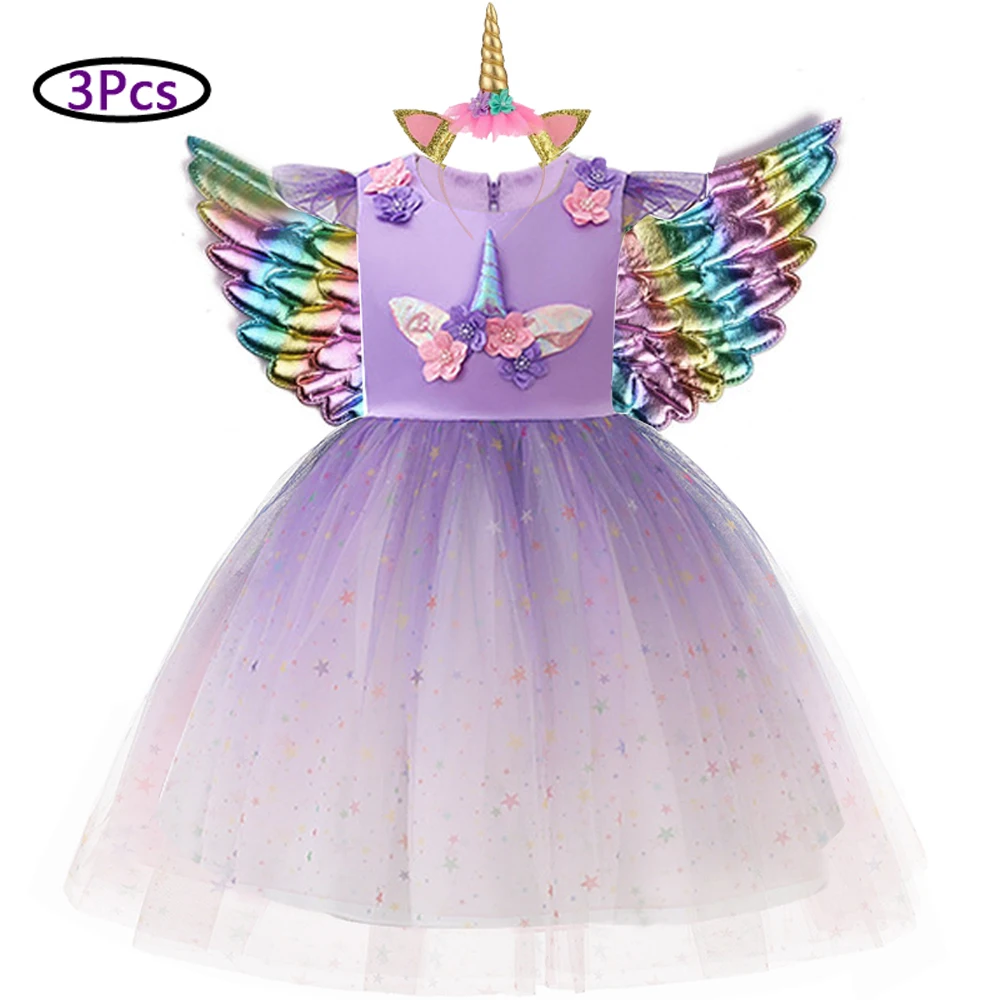 Новинка 2021 платье с единорогом Детские платья для девочек Карнавальные Платья