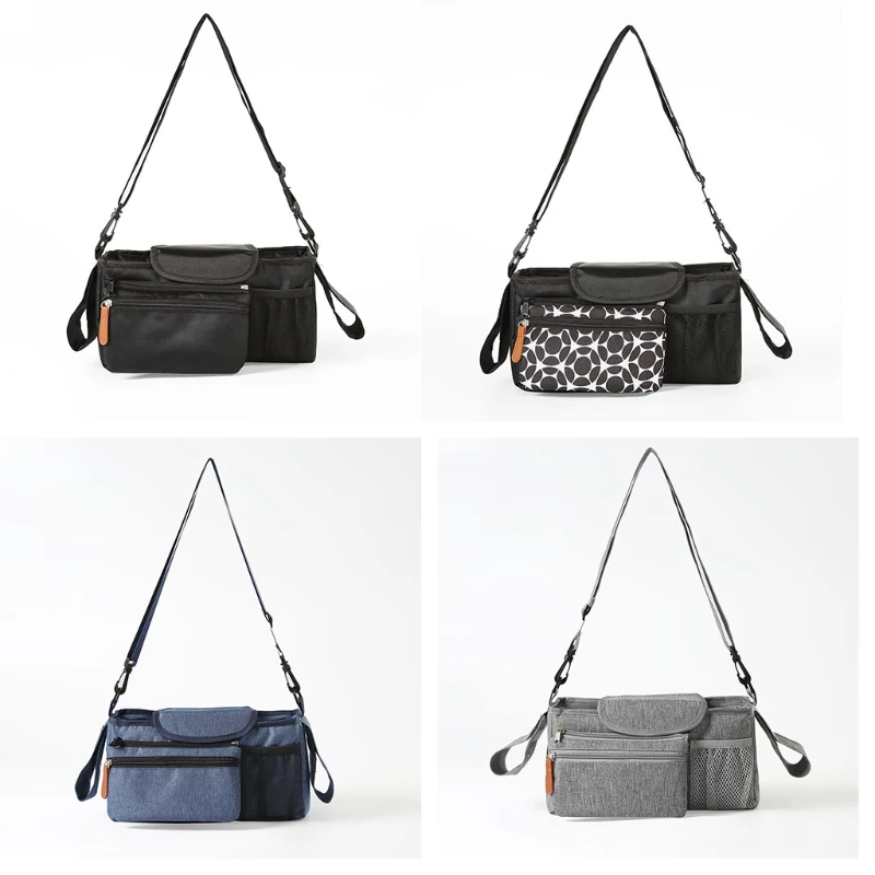 03KD Baby Stroller Organizer Accessories Bag Large Space with Cup Holders Multiple Zipper Pockets for Bottle Phone | Мать и ребенок