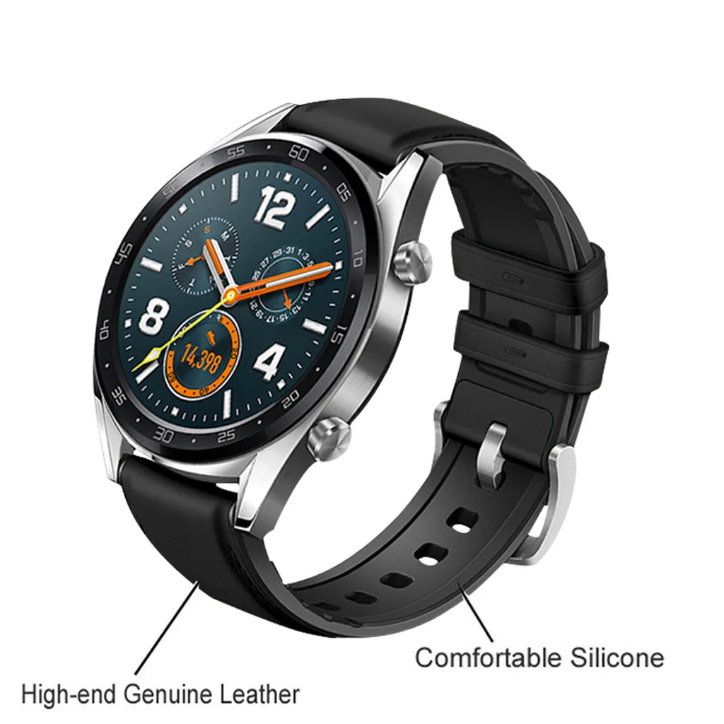 Смарт-часы кожаный+ силиконовый ремешок на запястье для huawei Watch GT/Active 46 мм ремешок для наручных часов фитнес-трекер# G20