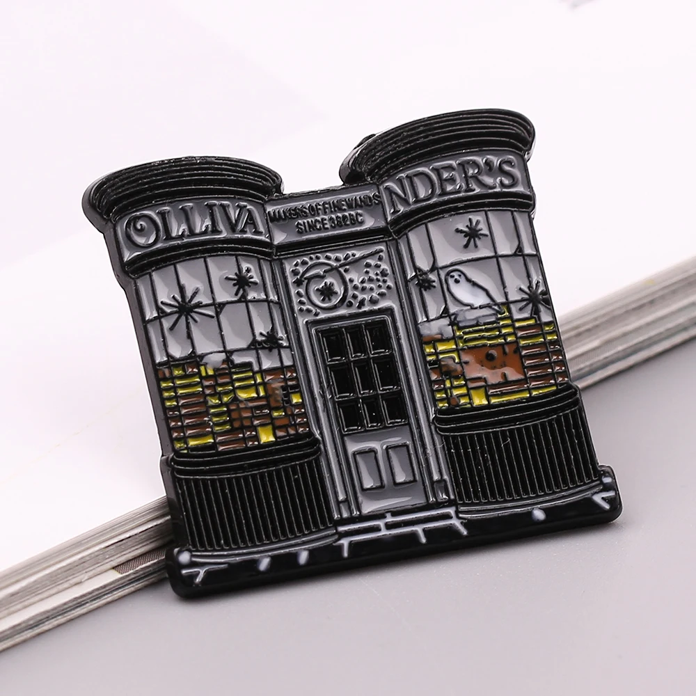 Ollivanders палочка магазин эмалированная булавка винтажный дом форма Хогвартс значок брошь трендовый рюкзак одежда аксессуары для мужчин и женщин