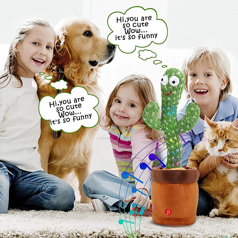 Funy-juguete electr&oacute;nico de felpa para ni&ntilde;os, juguete de Cactus bailando, para cantar y repetir lo que dices, con 120 canciones en ingl&eacute;s, decoraci&oacute;n del hogar-5