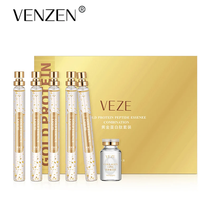 VENZEN 5 шт./компл. Золотой протеиновый пептид для лица шелковая линия резьба