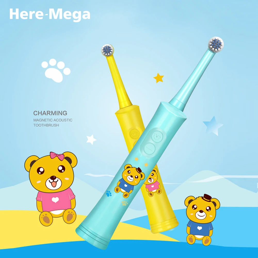 Вращающаяся электрическая зубная щетка HERE MEGA детская Dupont для зарядки