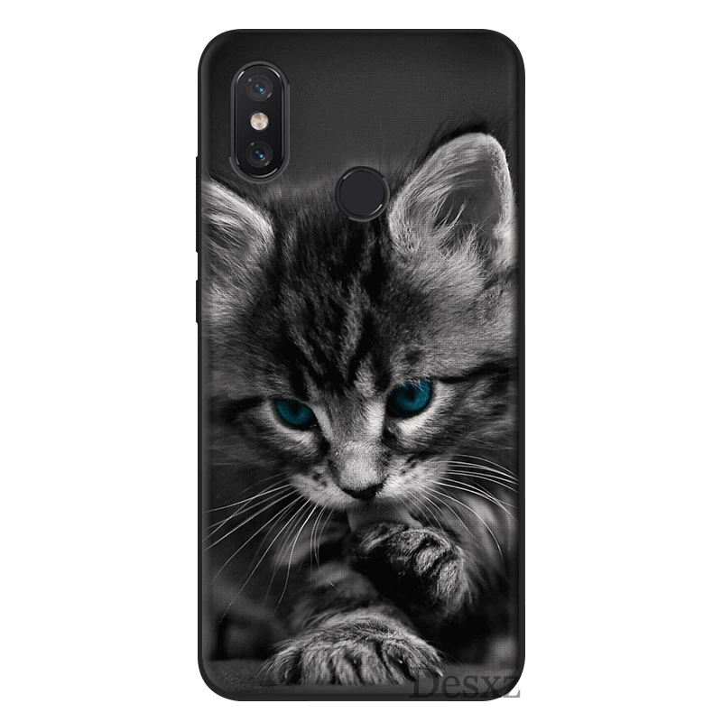 Mobile Phone Case Silicone For Xiaomi Mi 8 Lite A1 A2 9 Redmi Note 5 6 7 Pro 6A 4X F1 Cover Black Cat Staring Eye On |