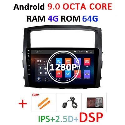 DSP ips 4G 64G Android 9,0 gps радио для Mitsubishi Pajero V97 V93 2006- Мультимедиа Навигация стерео аудио головное устройство без DVD - Цвет: 4G64GDSP 1280 CANBUS